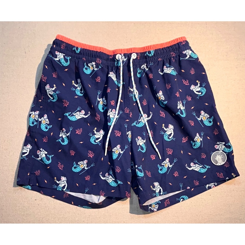 Chubbies Mens Medium Swim Trunks Blue Merman Coral‎ Print 5.5 Inch Inseam AOP